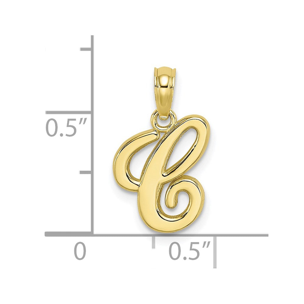 10K Polished C Script Initial Charm
