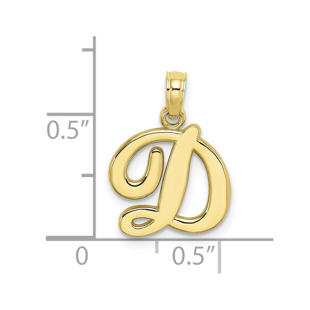 10K Polished D Script Initial Charm