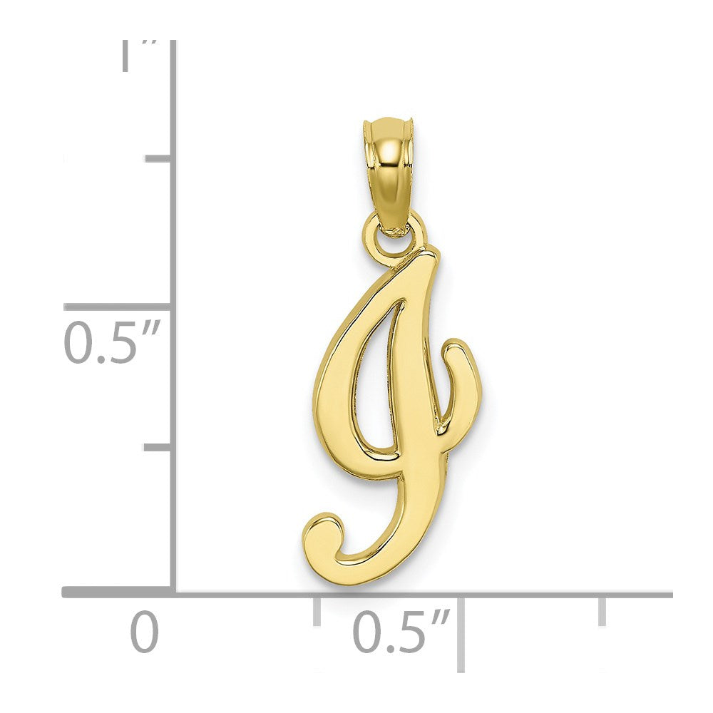10K Polished I Script Initial Charm