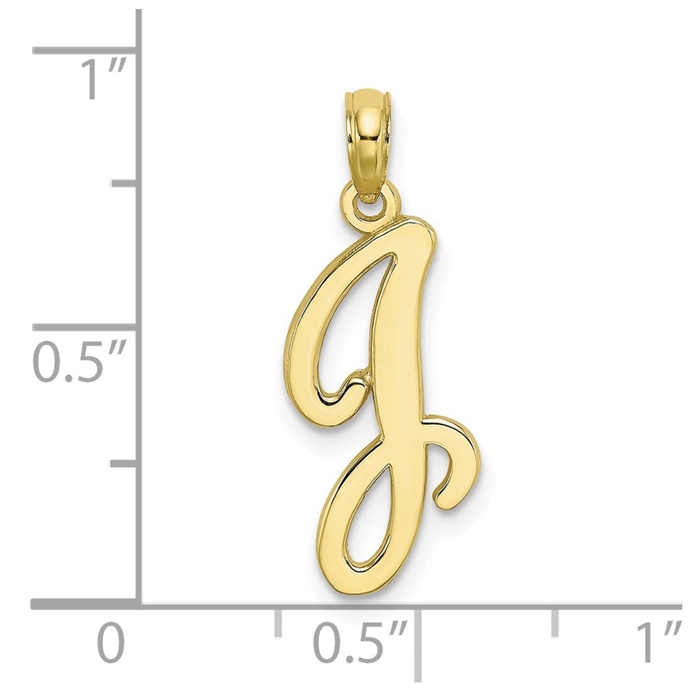 10K Polished J Script Initial Charm