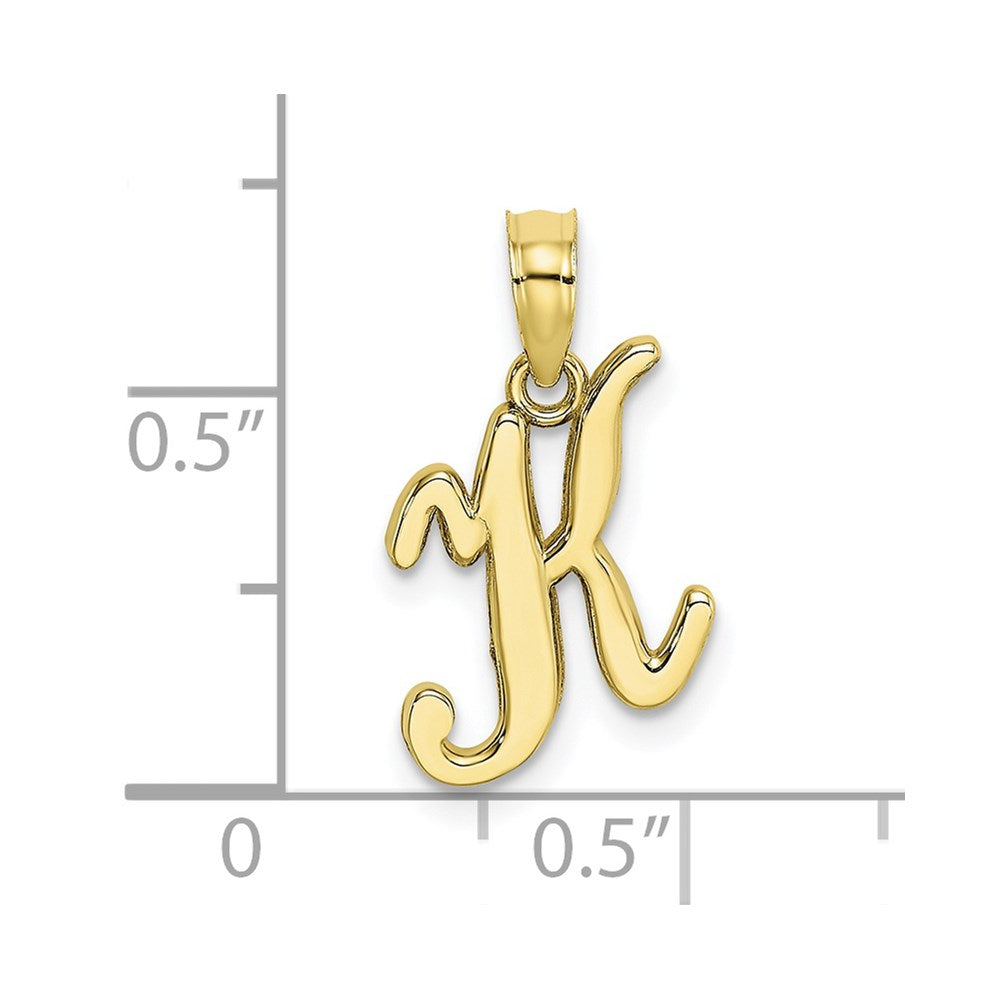 10K Polished K Script Initial Charm