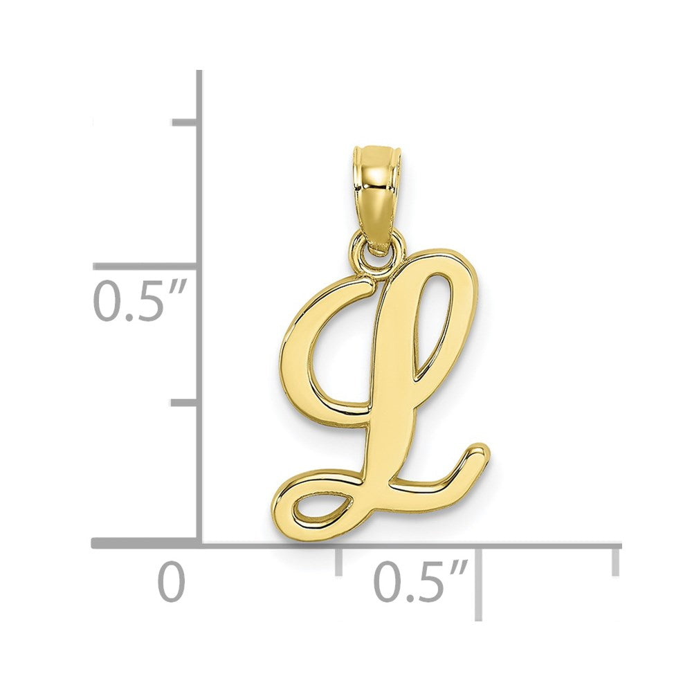 10K Polished L Script Initial Charm