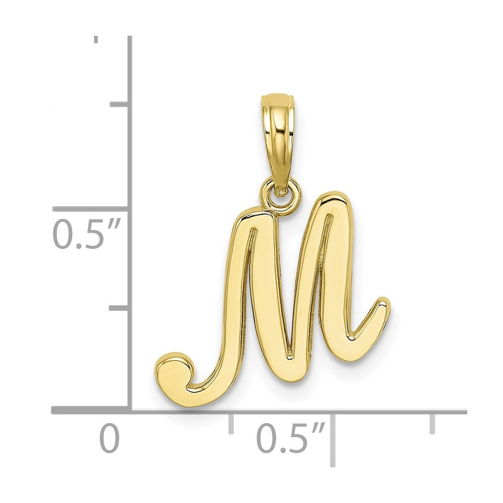 10K Polished M Script Initial Charm
