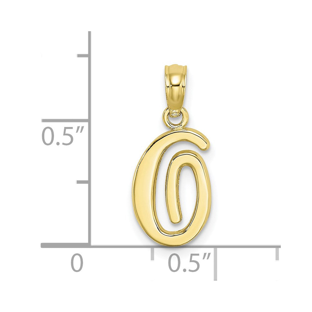 10K Polished O Script Initial Charm