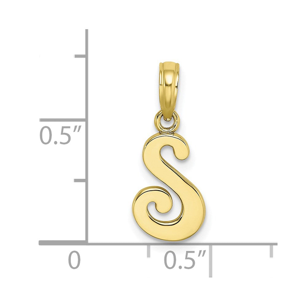 10K Polished S Script Initial Charm