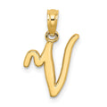 10K Polished V Script Initial Charm