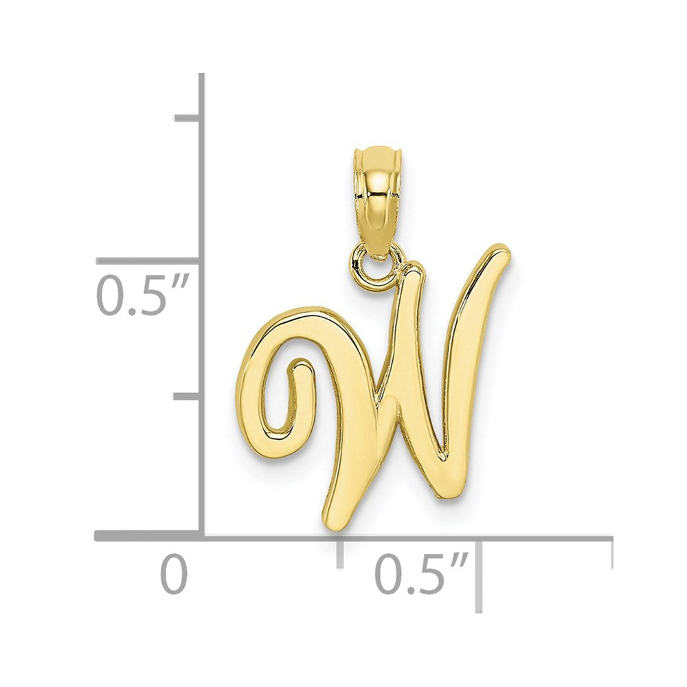 10K Polished W Script Initial Charm