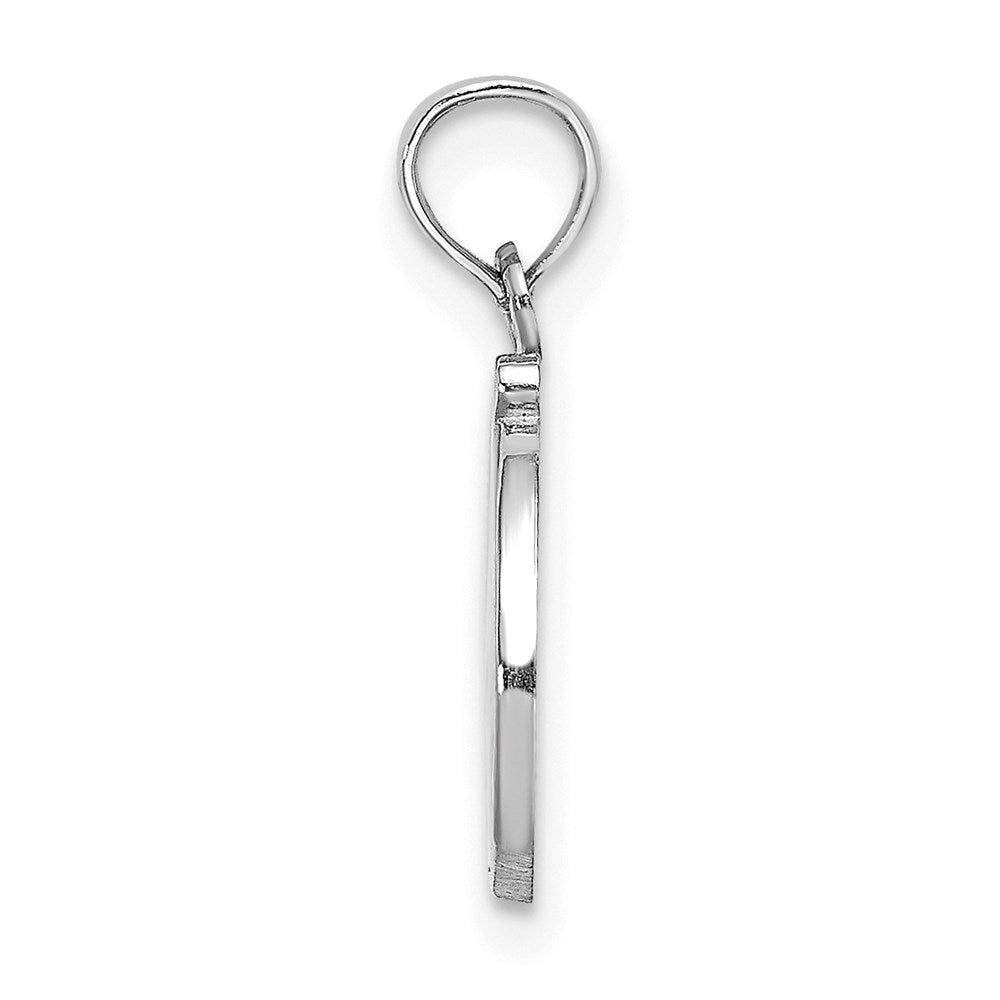 10K White Gold Polished D Script Initial Charm