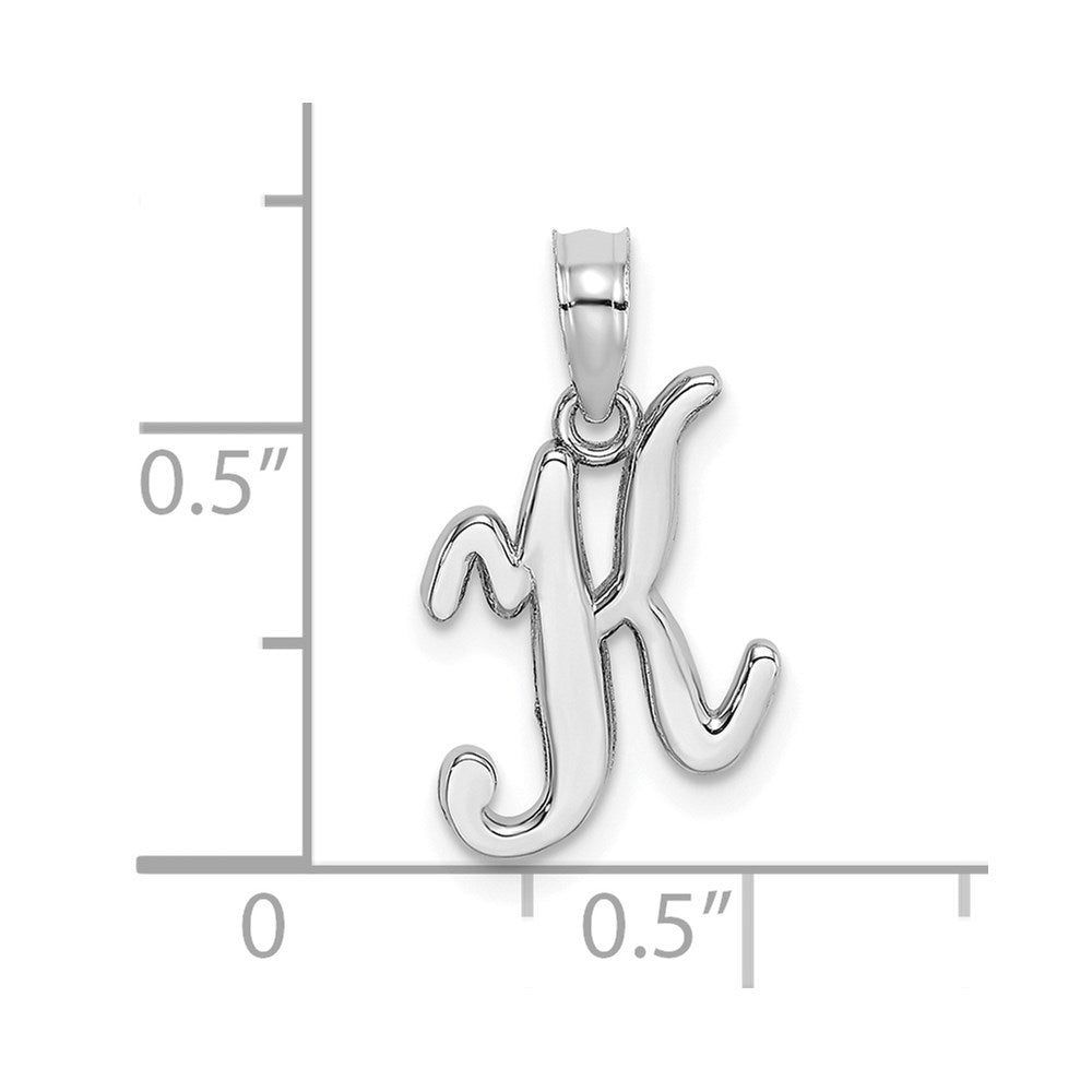 10K White Gold Polished K Script Initial Charm