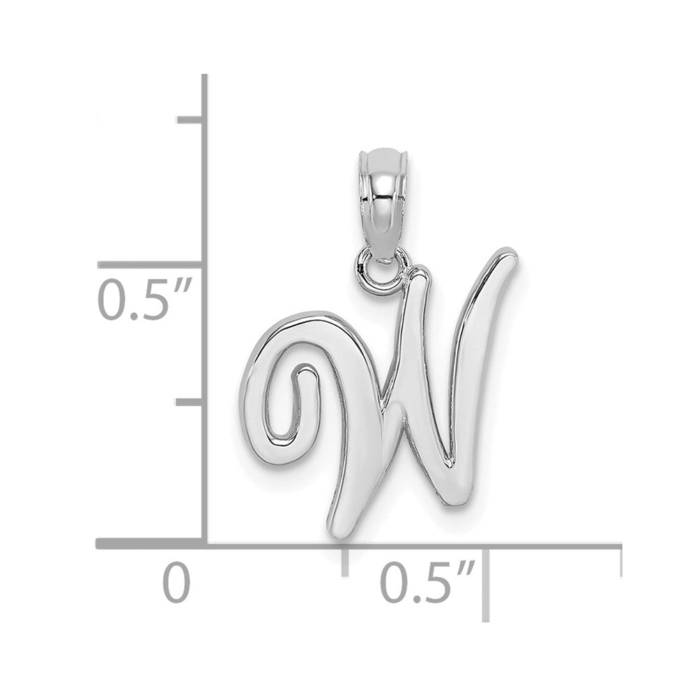 10K White Gold Polished W Script Initial Charm
