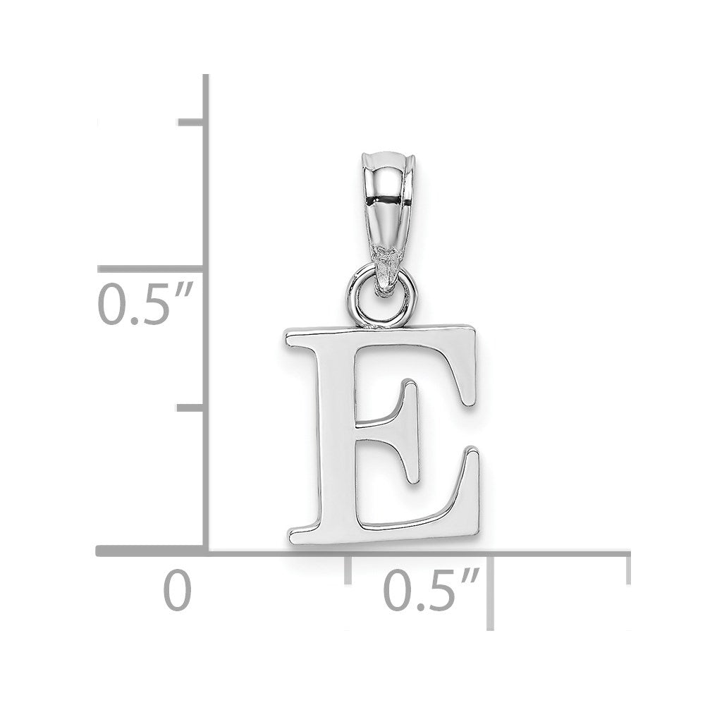 10K White Gold Polished E Block Initial Charm