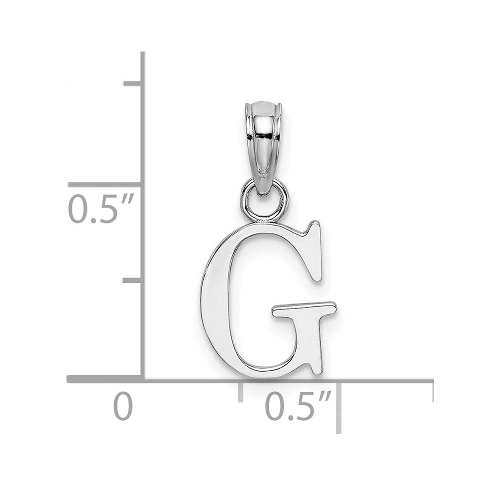 10K White Gold Polished G Block Initial Charm