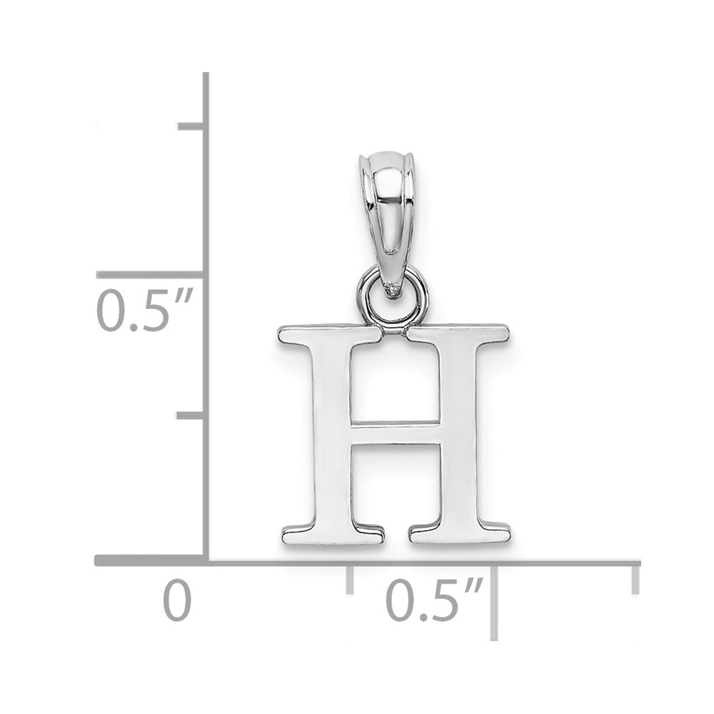 10K White Gold Polished H Block Initial Charm