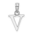 10K White Gold Polished V Block Initial Charm