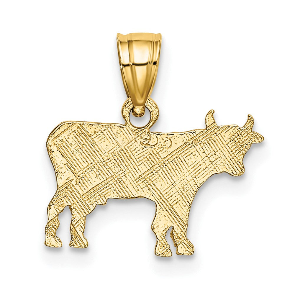10K Flat and Engraved Cow Charm