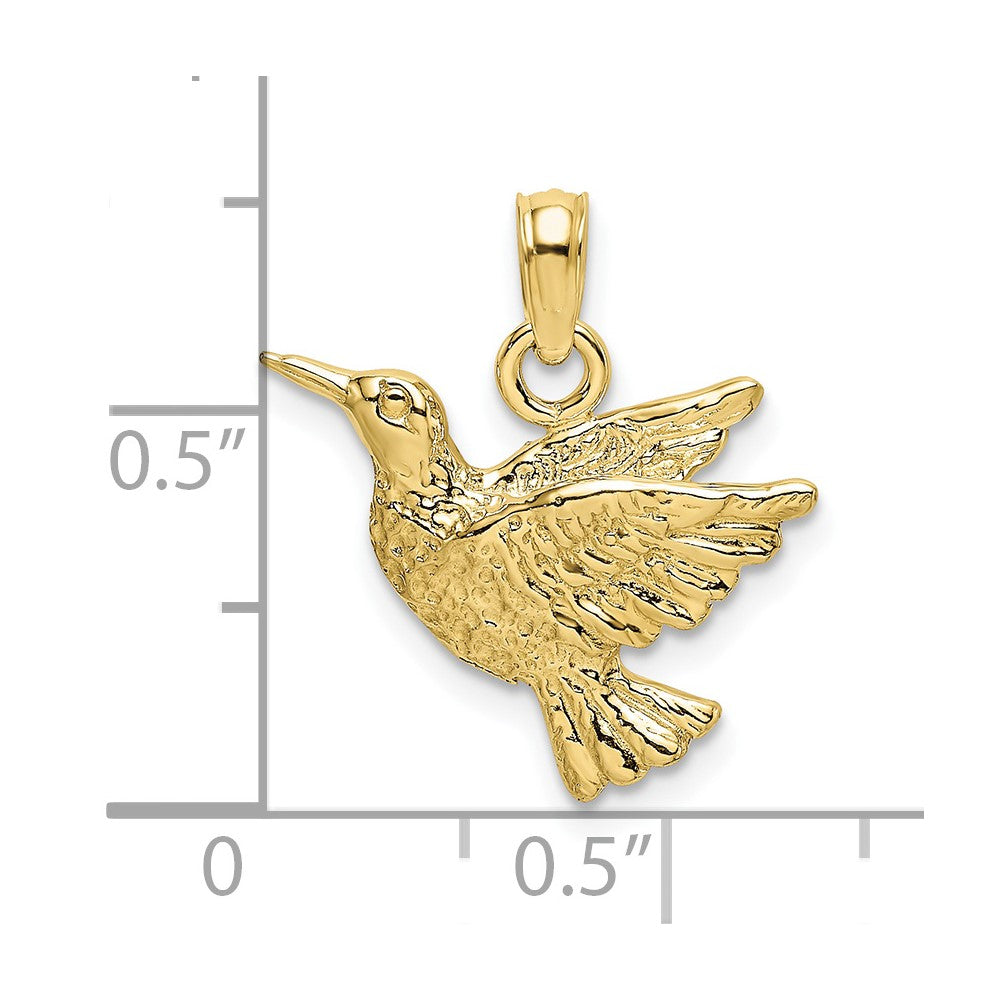 10K Engraved Hummingbird Charm