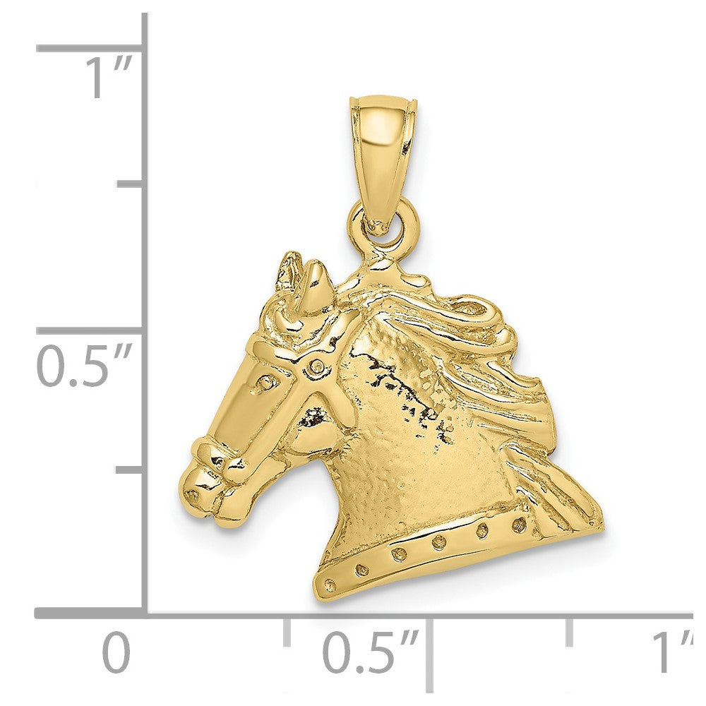 10K Textured Horse Head Charm