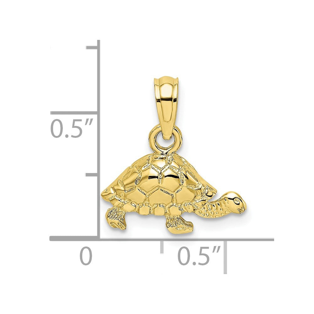 10K Polished and Engraved Mini Turtle Charm