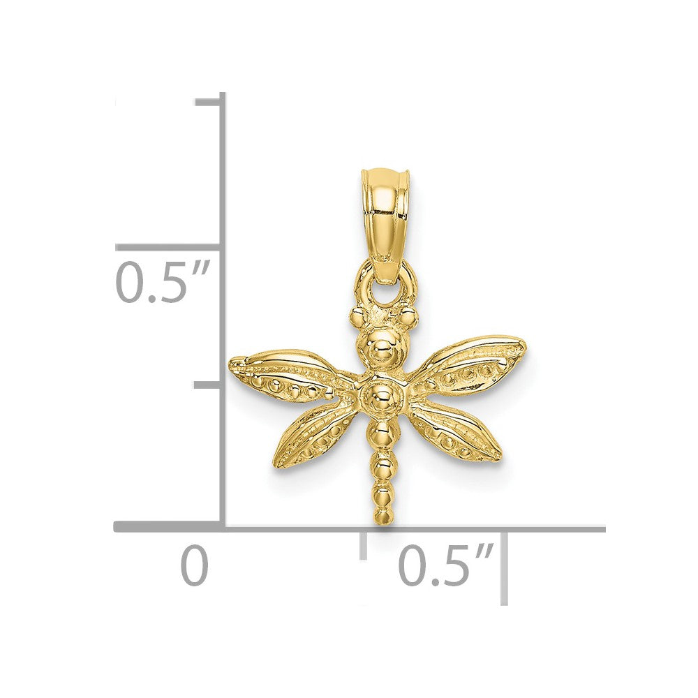 10K 2-D Mini Dragonfly w/Solid Wings Charm