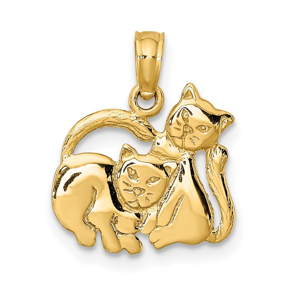 10K 3-D Polished Two Kittens Charm