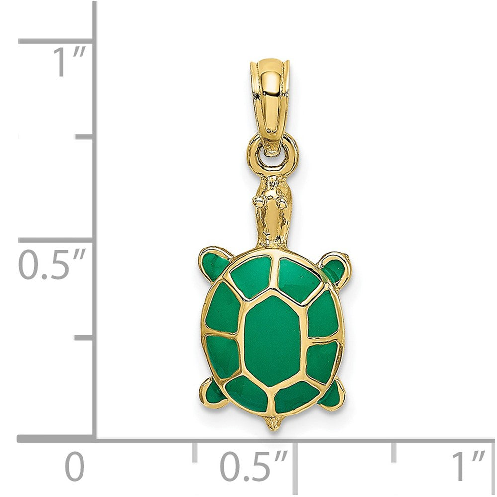 10K w/ Green Enamel Tortoise Charm