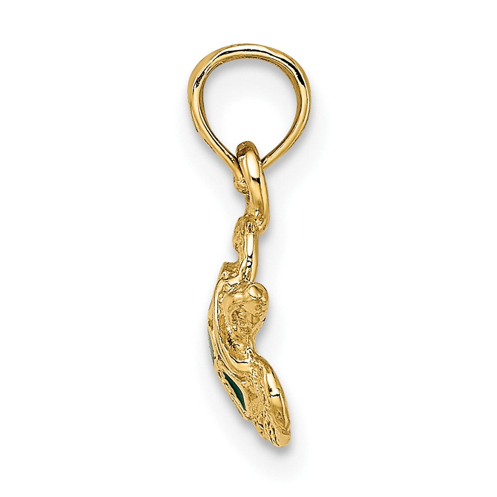 10K Textured and Enameled Sea Turtle Charm