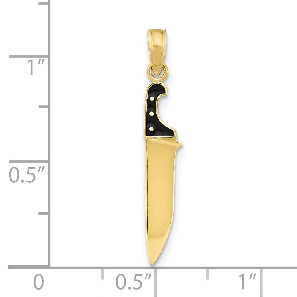 10K W/ Black Enamel 3-D Butcher Knife Charm