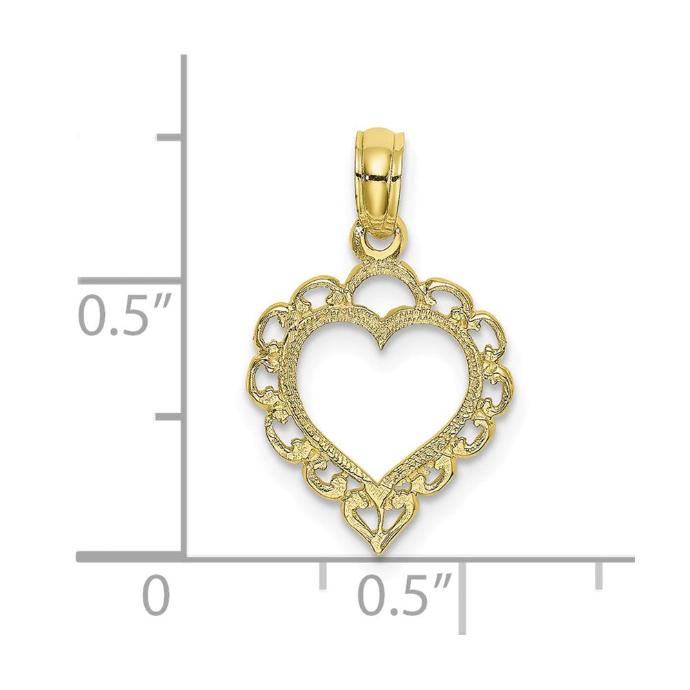 10K Heart w/ Lace Trim Charm