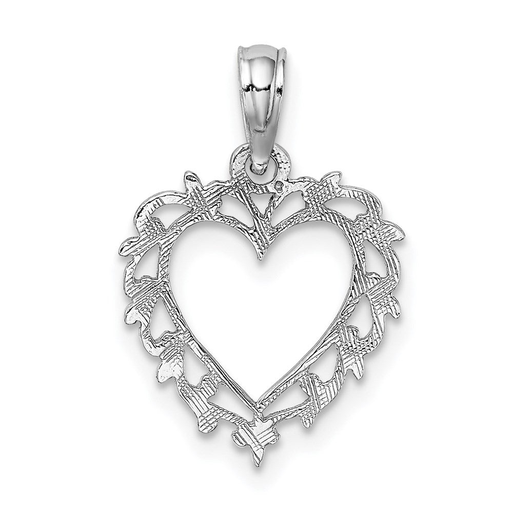 10K White Gold Heart w/ Lace Trim Charm