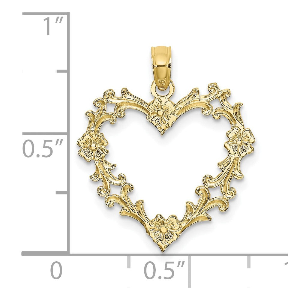 10K Cut-Out Floral Heart Charm