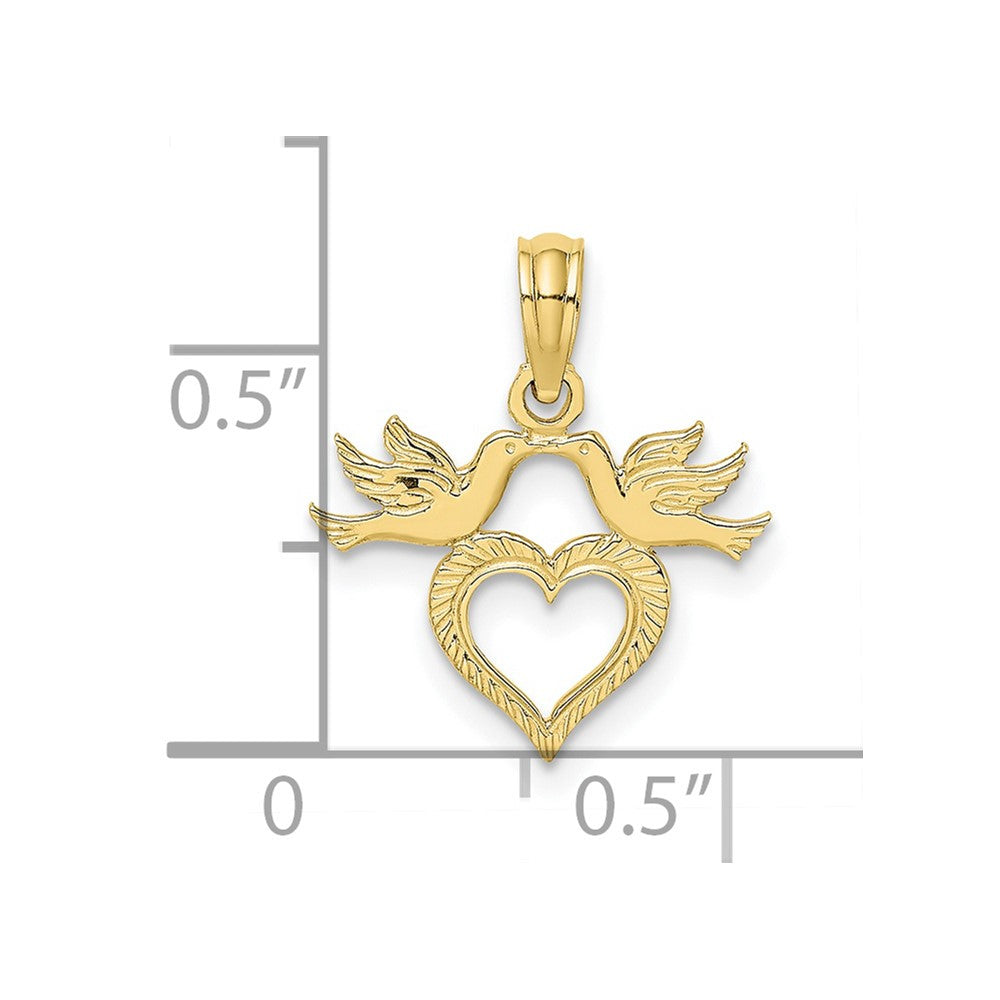 10K Heart w/ Love Birds Charm