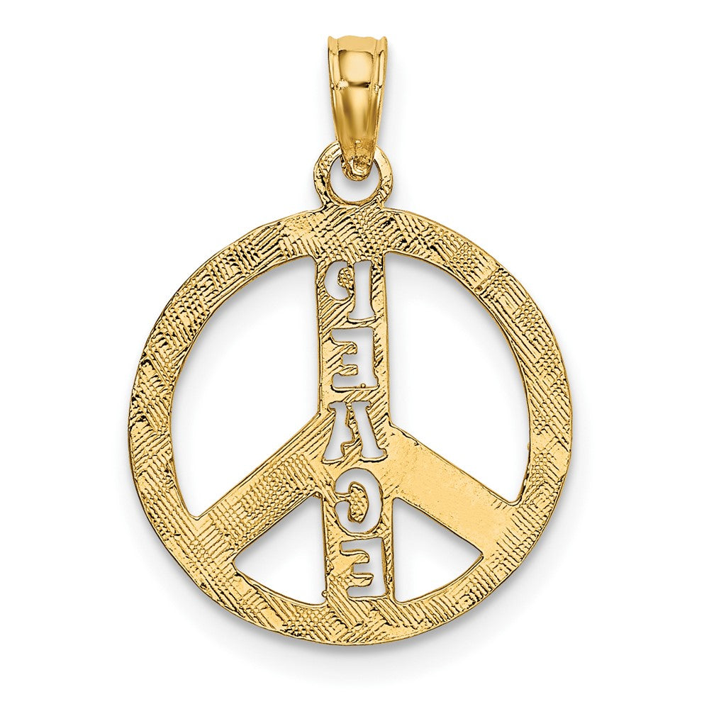10K Flat Textured Peace Sign Charm
