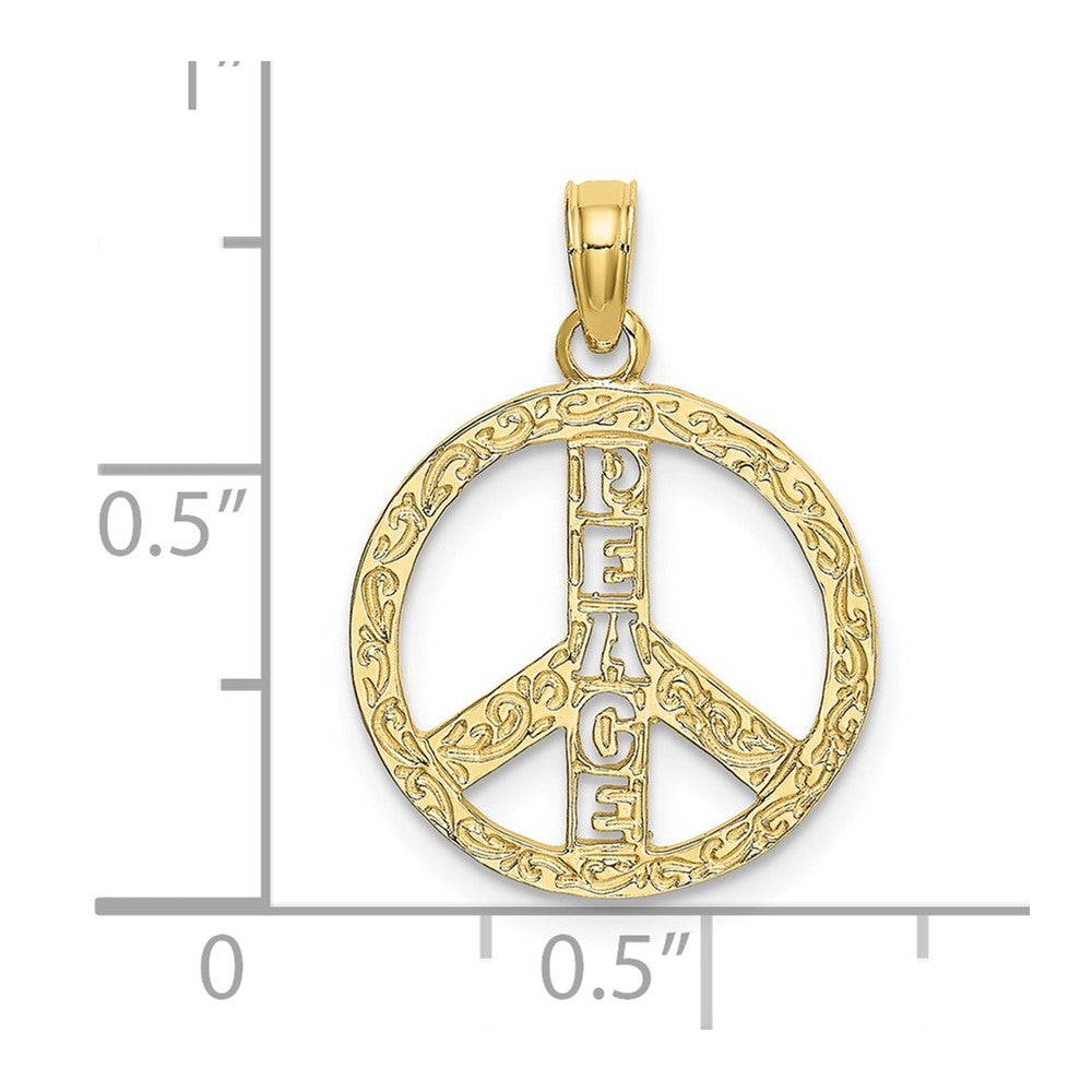 10K Flat Textured Peace Sign Charm