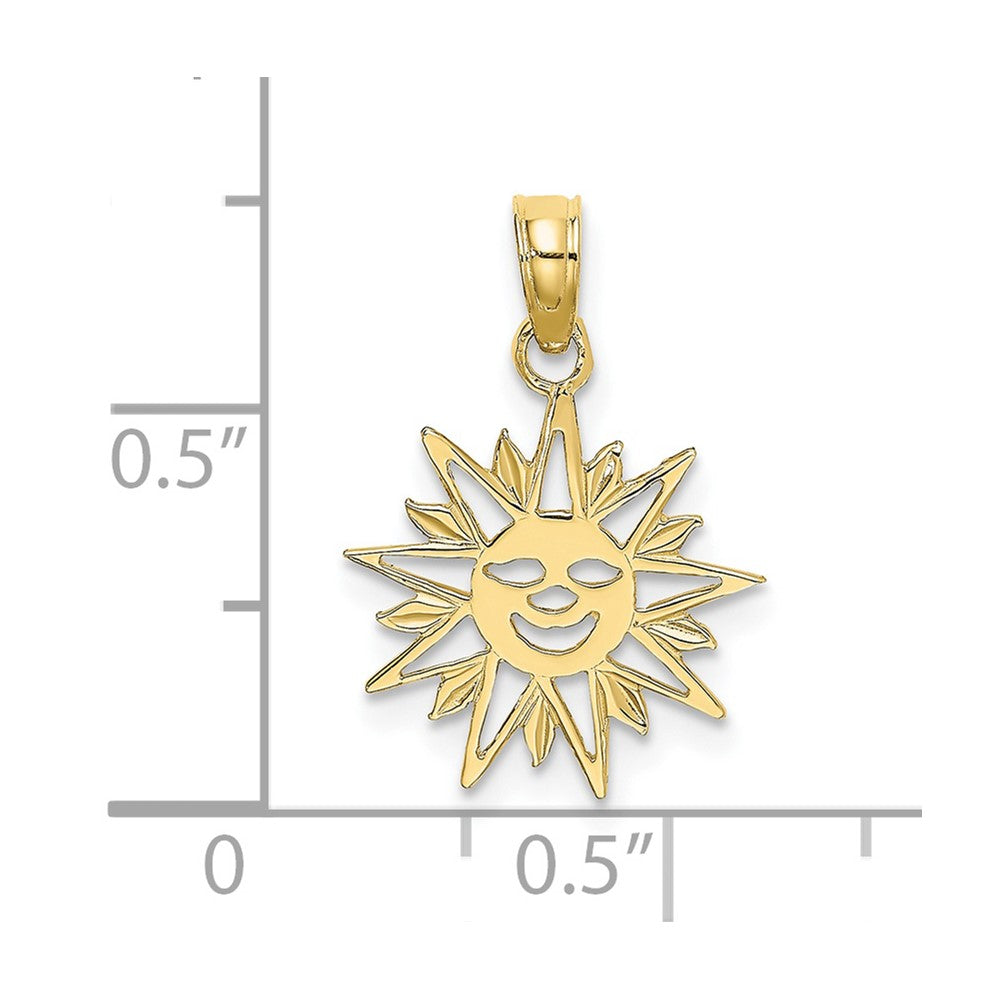10K Smiling Sun Charm