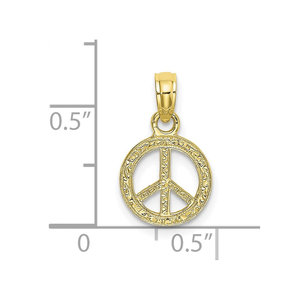 10K Flat and Textured Mini Peace Sign Charm