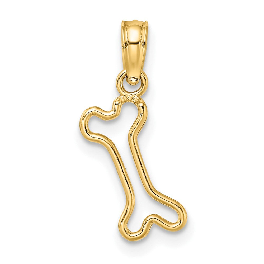 10K Cut-Out Polished Mini Dog Bone Charm