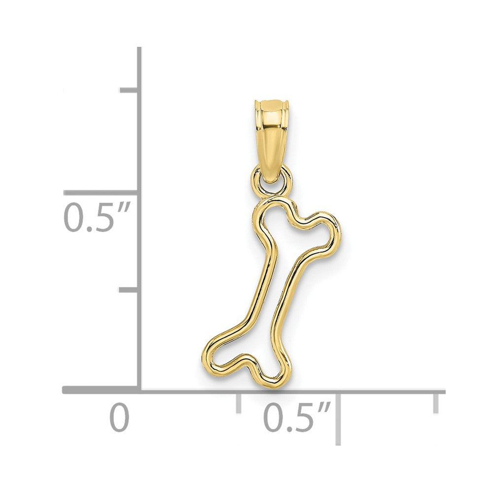 10K Cut-Out Polished Mini Dog Bone Charm