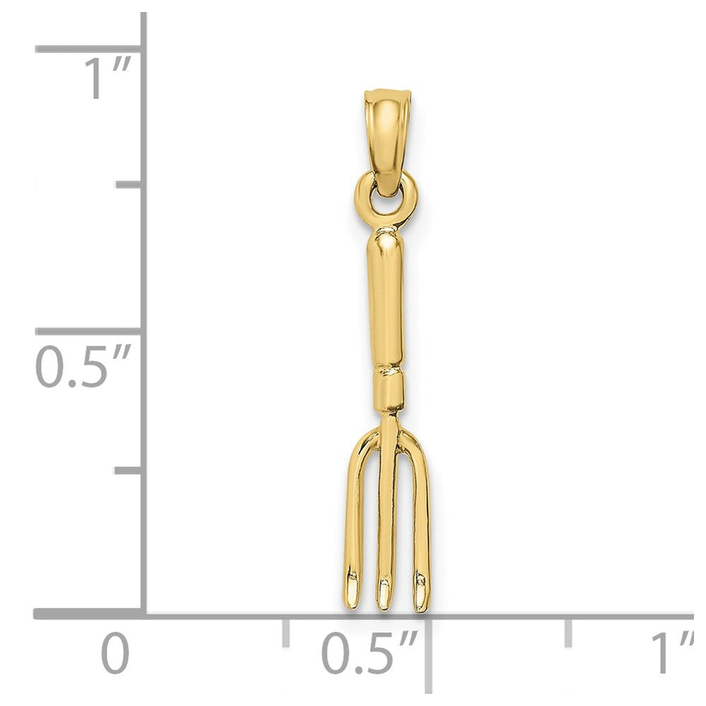 10K 3-D Fork Garden Tool Charm