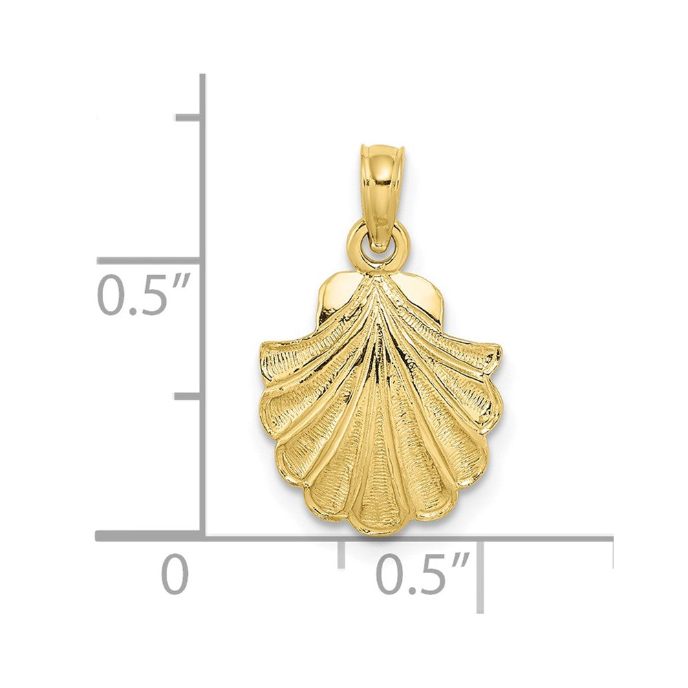10K 2-D Scallop Shell Charm