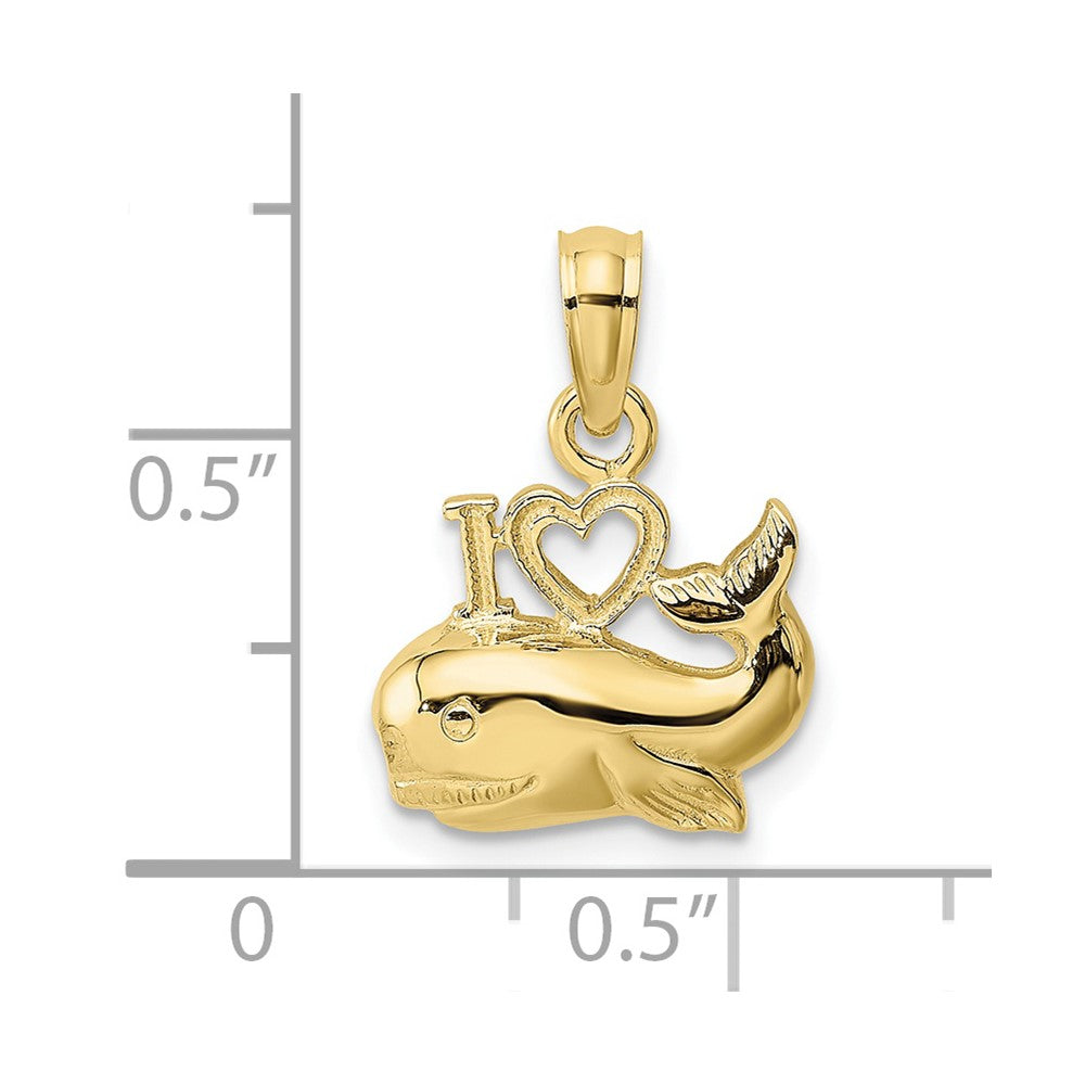 10K Polished I HEART WHALES Charm