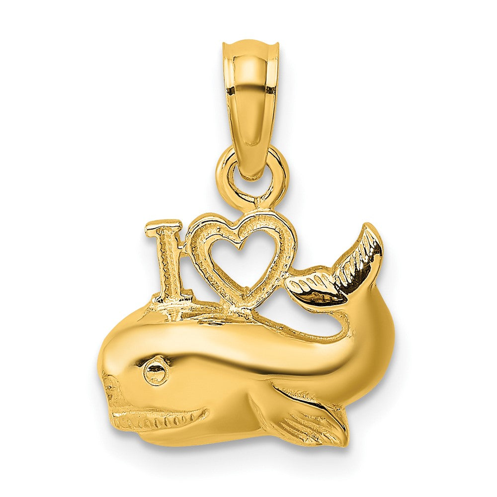 10K Polished I HEART WHALES Charm