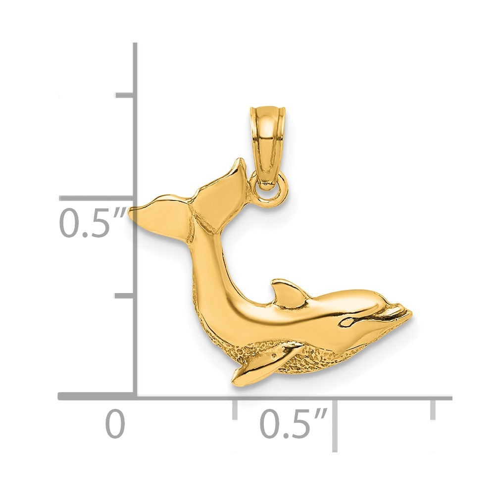 10K Textured Dolphin Jumping Charm