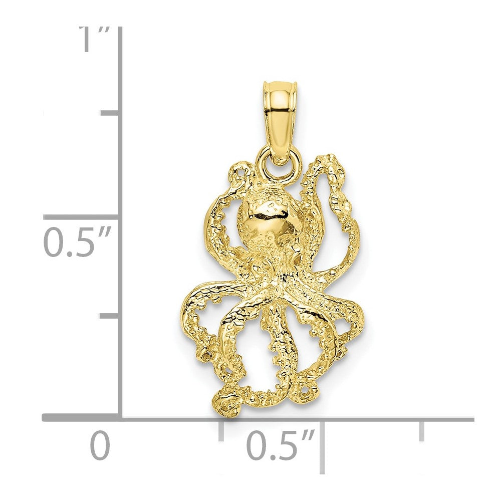 10K 2-D Textured Octopus Charm