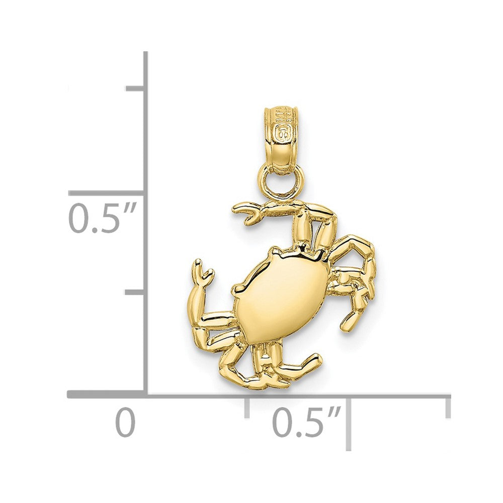 10K 2-D Polished Crab Charm