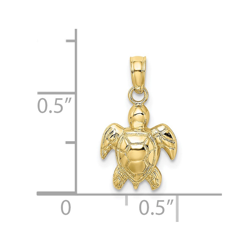 10K Textured Mini Sea Turtle Charm