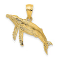 10K 2-D Textured Whale Charm