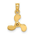 10K 3-D Polished Mini Three Blade Propeller Charm