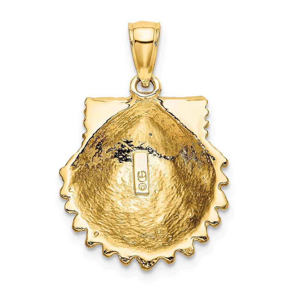 10K 2-D Beaded Scallop Shell Charm