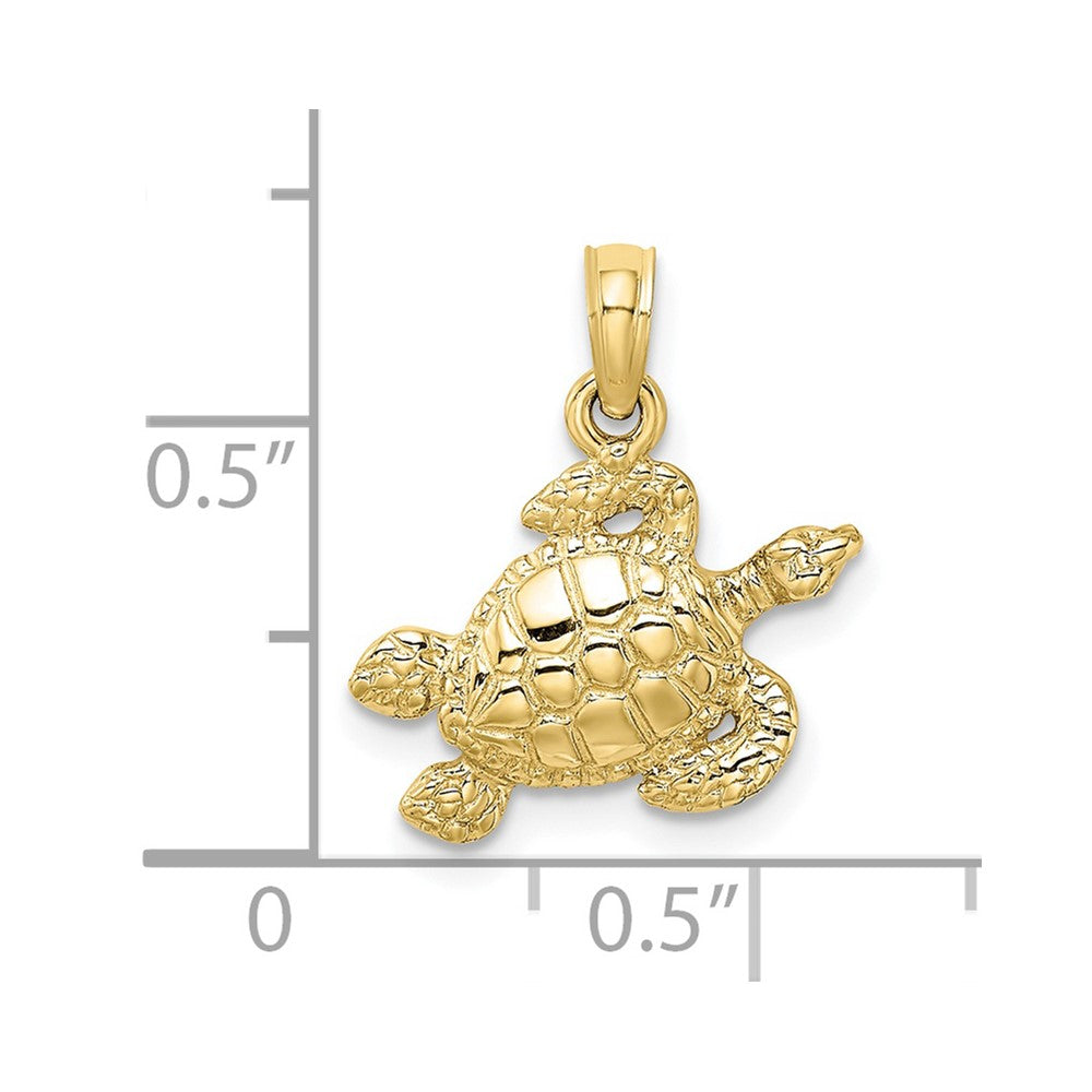10K Textured Sea Turtle Charm
