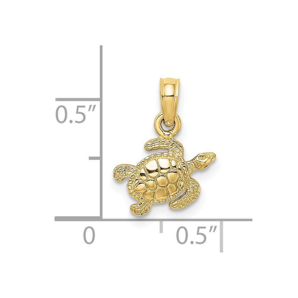 10K Textured Sea Turtle Charm